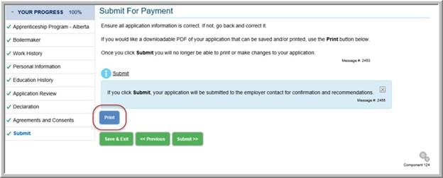 example of submit for payment screen in MyTradesecrets Applications